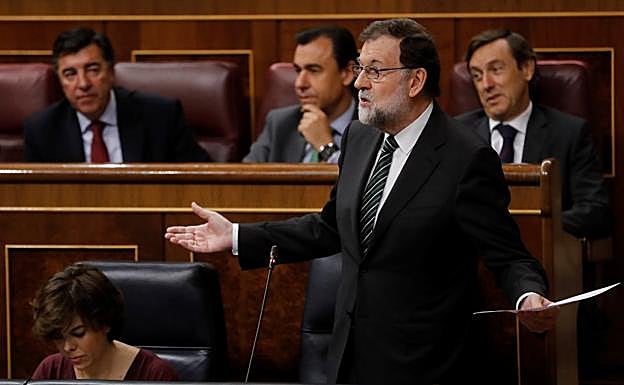 El presidente del Gobierno, durante su intervención hoy en el Congreso. 