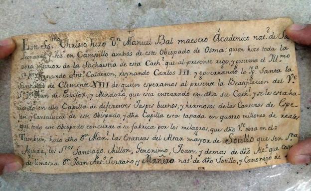 Imagen del escrito hallado en Sotillo de la Ribera