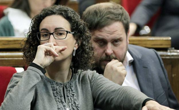 La secretaria general de ERC, Marta Rovira y su presidente, Oriol Junqueras.