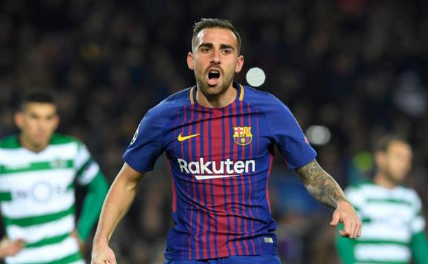 Paco Alcácer celebra su gol. 