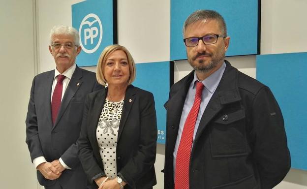 Los senadores del PP Juan Ramón Represa, Paloma Sanz y Juan Carlos Álvarez.