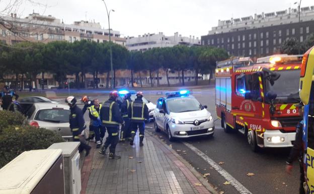 Imagen del lugar del accidente compartida por la Policía de Valladolid en Twitter (@PoliciaVLL)