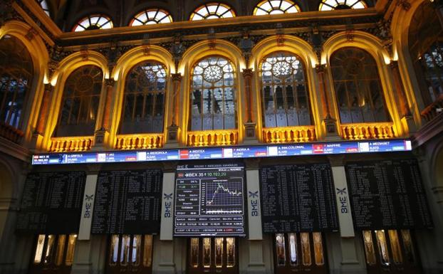 Interior de la Bolsa de Madrid.