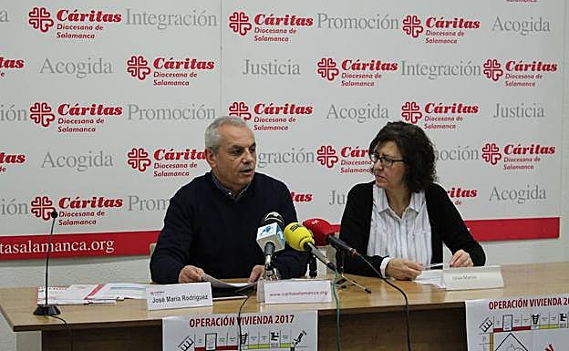 Responsables de Cáritas, en la presentación de la campaña. 