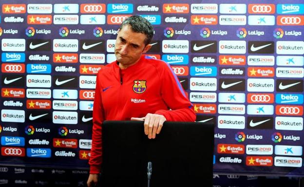 Ernesto Valverde, durante la rueda de prensa. 