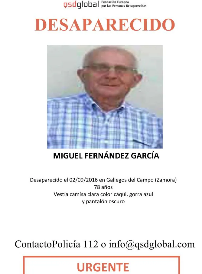 Miguel Fernández García, desaparecido desde el 02/09/2016 (Gallegos del Campo, Zamora).