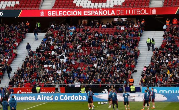 Imagen del entrenamiento previo al partido en el Wanda Metropolitano. 