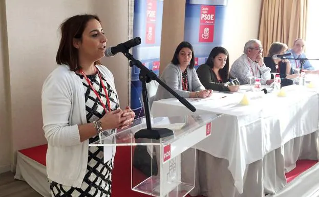 Miriam Andrés en una reunión del Comité Provincial del PSOE. 