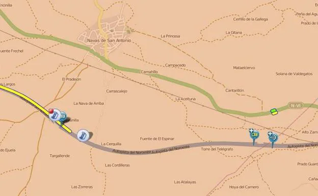 Captura de la DGT de la localización del accidente múltiple.