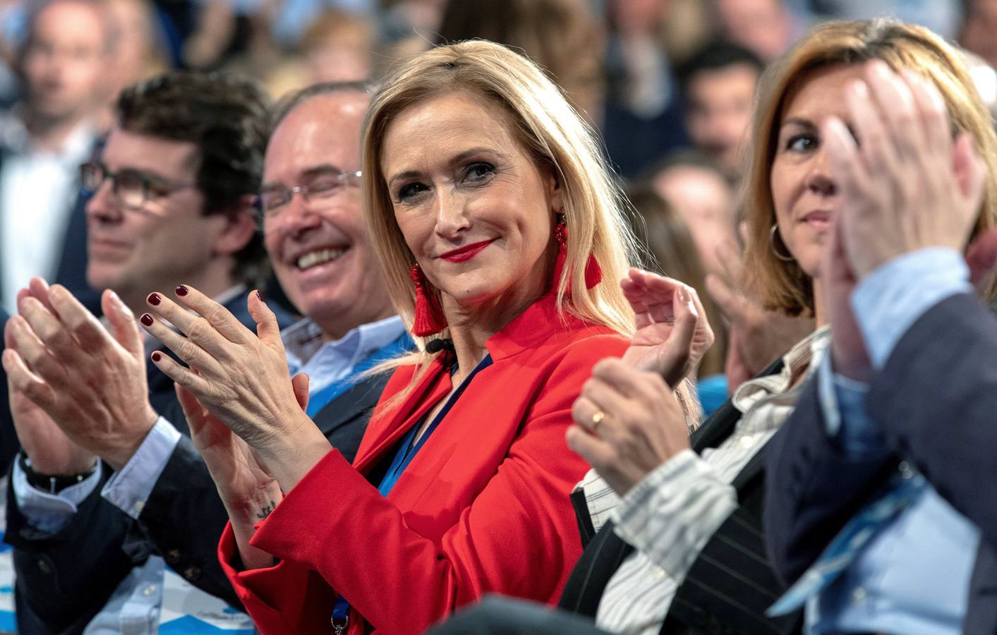 07.04.18 Aplaude durante la Convención Nacional del PP que se celebra hoy en Sevilla.