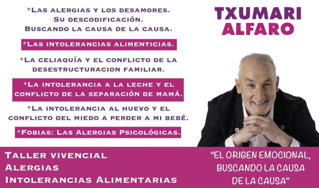 Anuncio del taller de Txumari Alfaro que el Colegio de Médicos ha pedido que se suspenda. 