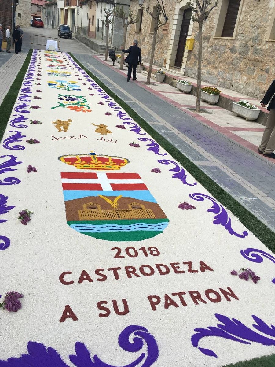 Diecisiete santos desfilaron sobre una alfombra floral confeccionada para su patrón en las fiestas de la localidad