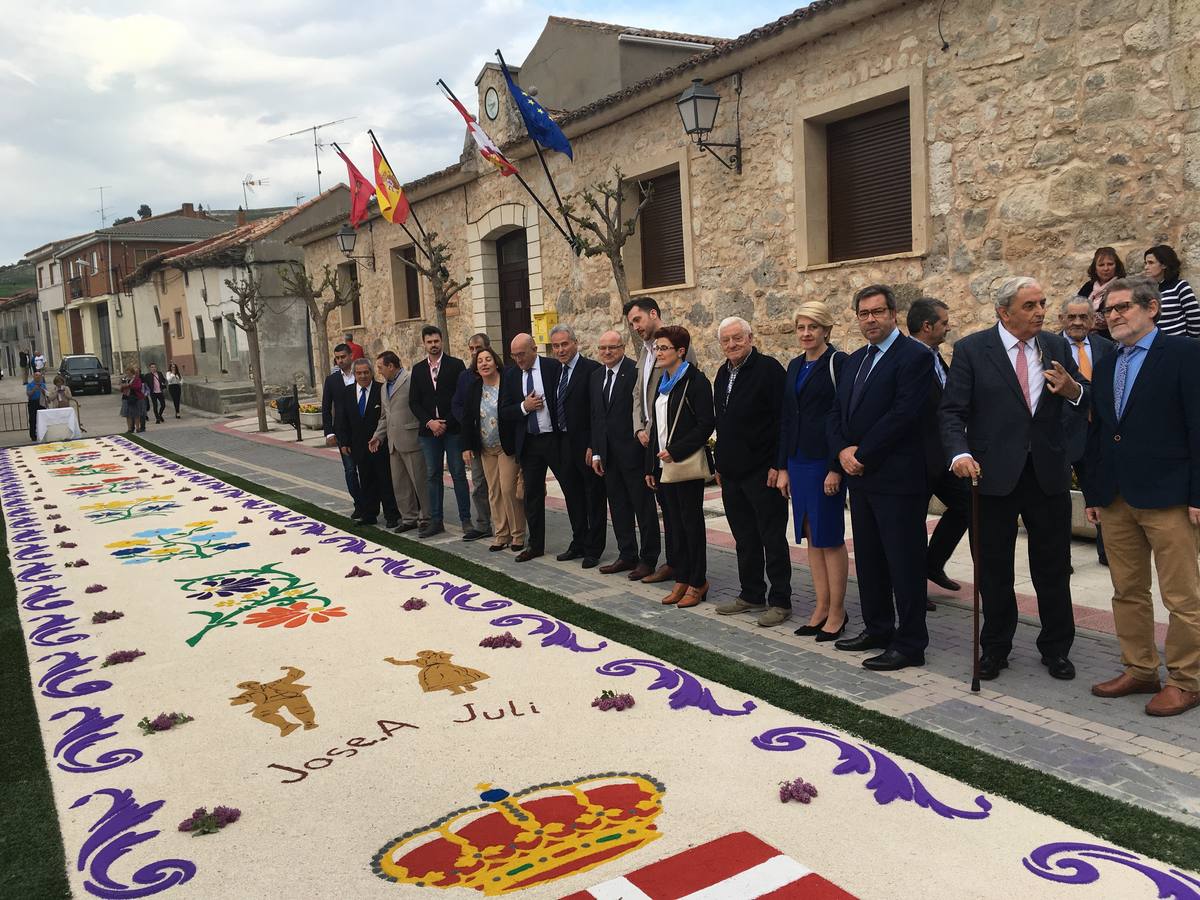 Diecisiete santos desfilaron sobre una alfombra floral confeccionada para su patrón en las fiestas de la localidad