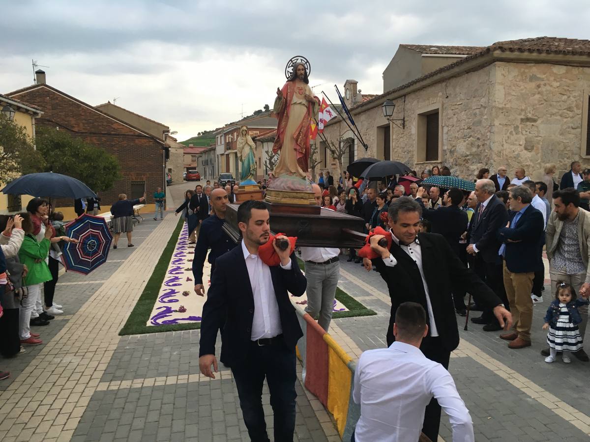 Diecisiete santos desfilaron sobre una alfombra floral confeccionada para su patrón en las fiestas de la localidad