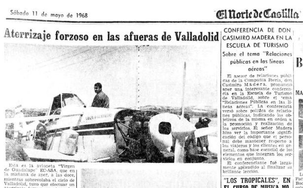 Aterrizaje forzoso a las afueras de Valladolid, según lo recogió El Norte.