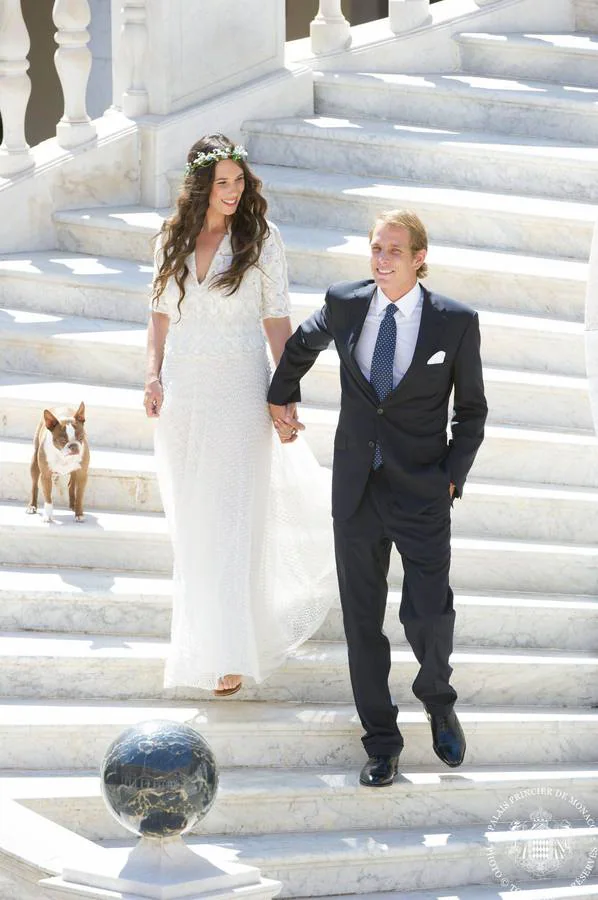 30.08.13 Fotografía oficial de la boda de Andrea Casiraghi y Tatiana Santo Domingo, en Mónaco.