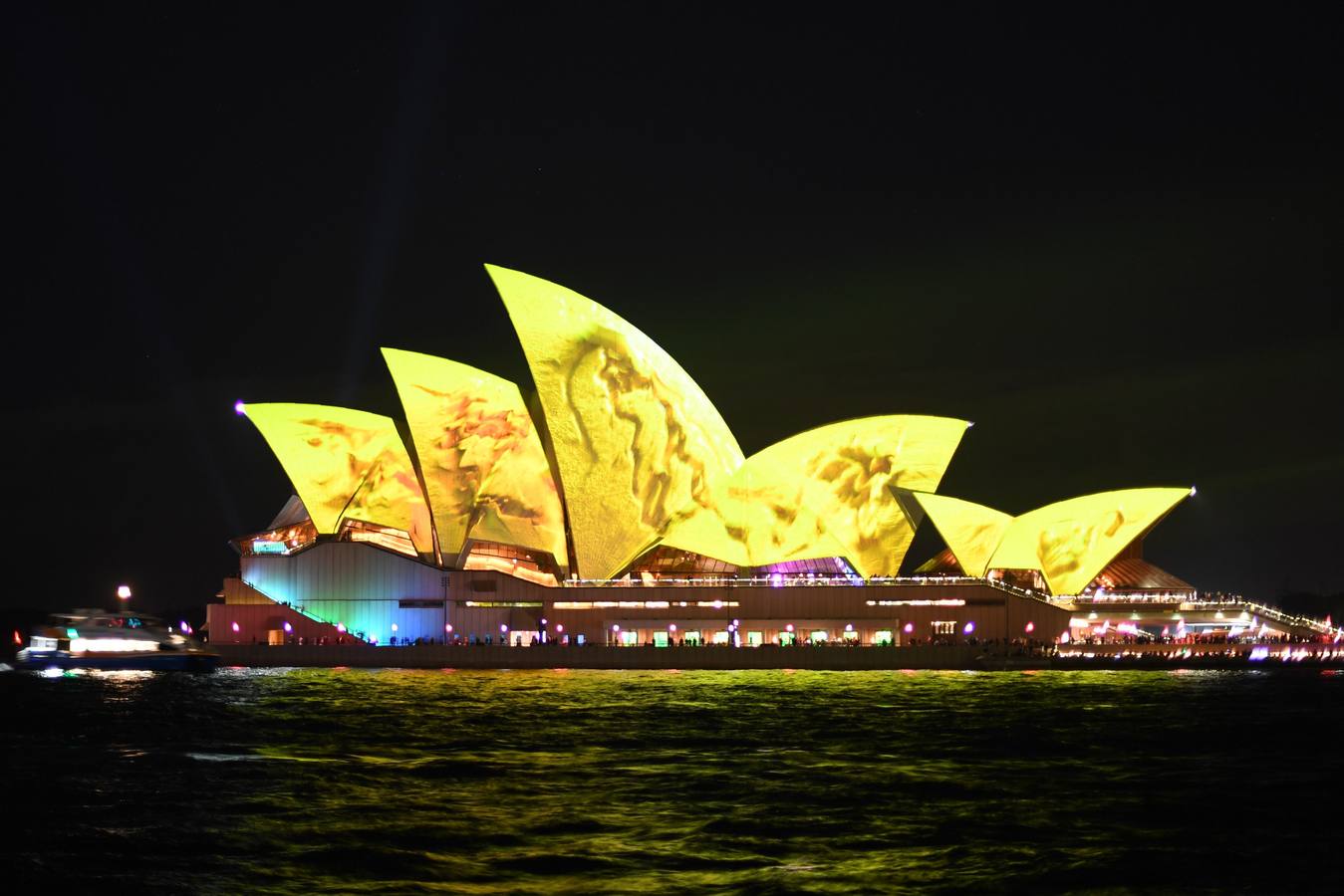 Esculturas digitales en movimiento inspiradas en la naturaleza australiana decoran la Casa de la Ópera de Sídney, en la inauguración del décimo Festival Vivid de luces, música e ideas