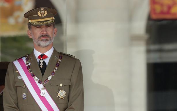 El Rey, esta mañaa, en un acto en El Escorial. 