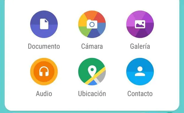 Menú de opciones de WhatsApp.