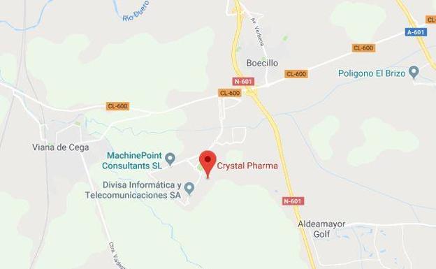 Mapa en el que aparece situada la empresa Crystal Pharma, en el Parque Tecnológico de Boecillo.