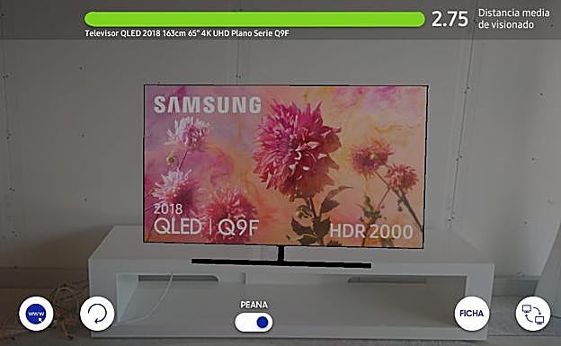 La app señala el tamaño óptimo de la tele para cada salón.
