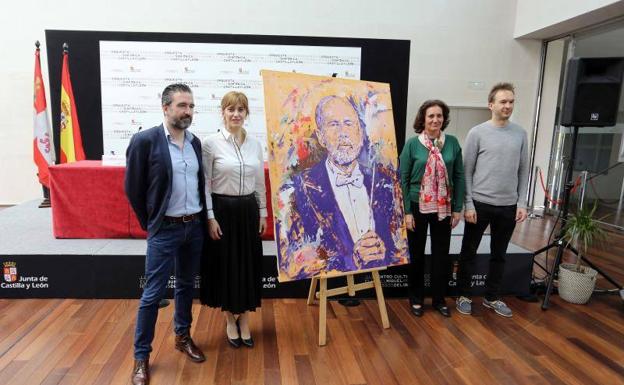 Gimeno, director técnico de la OSCyL, Mar Sancho, directora de Políticas Culturales, María Josefa García Cirac, consejera, y Andrew Gourlay, director artístico, en la presentanción de la próxima temporada