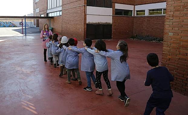 Alumnos de un centro palentino.