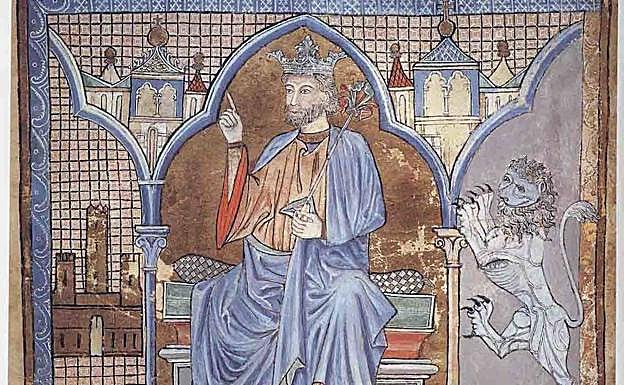 Fernando III según una miniatura de la Edad Media. 