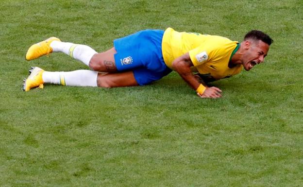 Neymar, en el partido mundialista frente a México en el Samara Arena