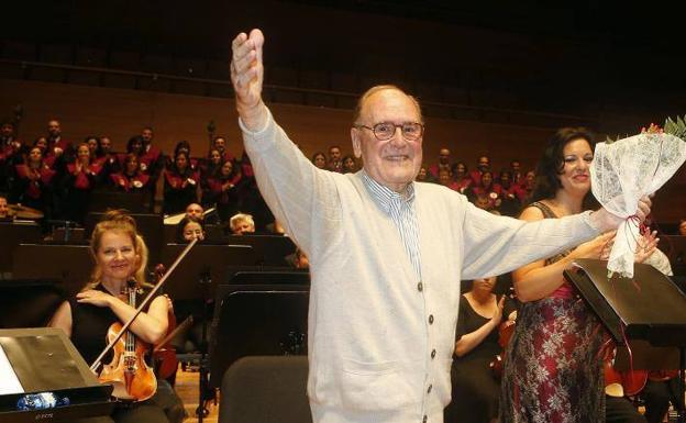 El compositor Pedro Aizpurúa, en el auditorio Miguel Delibes, en 2013. 