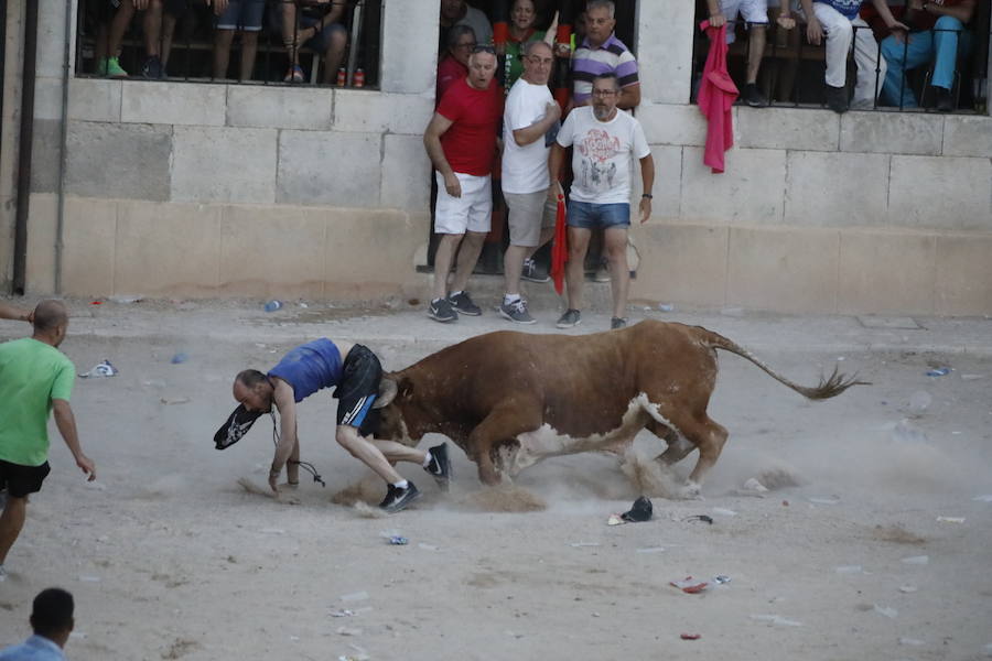 Uno de los mozos ha sufrido un varetazo por parte de uno de los novillos que han participado en la suelta de esta tarde en la localidad vallisoletana. Hoy Peñafiel celebra su patrón, San Roque