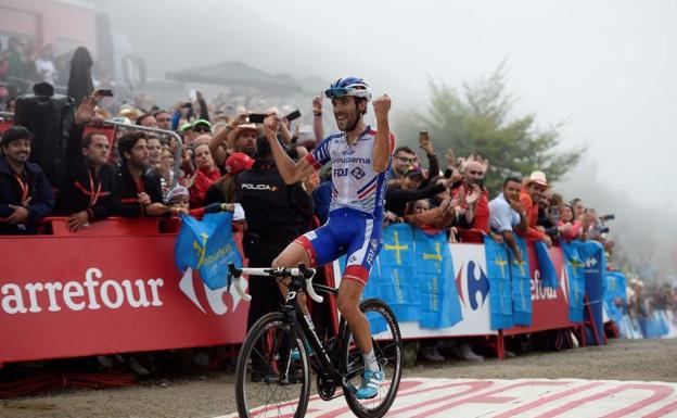 Pinot, tras vencer en Lagos de Covadonga.