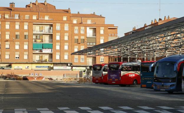 Imagen de las obras que se acometen en la estación de autobuses. 