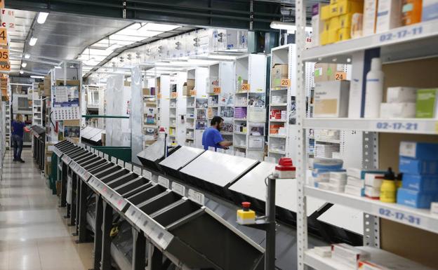 Una de las zonas del almacén de Alliance Healthcare, desde donde se distribuyen hasta 17.000 medicamentos a diario. 