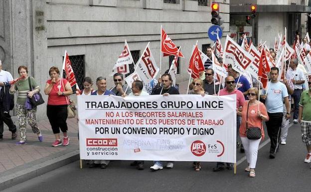 Protesta de trabajadores del Grupo Lince en el año 2015. 
