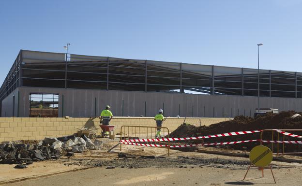 Obras de construcción de las instalaciones de la maderera Losán en el polígono industrial de Villabrázaro. 