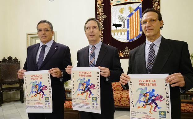 Agustín Pérez, Enrique Sánchez Guijo y José Luis de la Prieta, en la presentación de la prueba. 