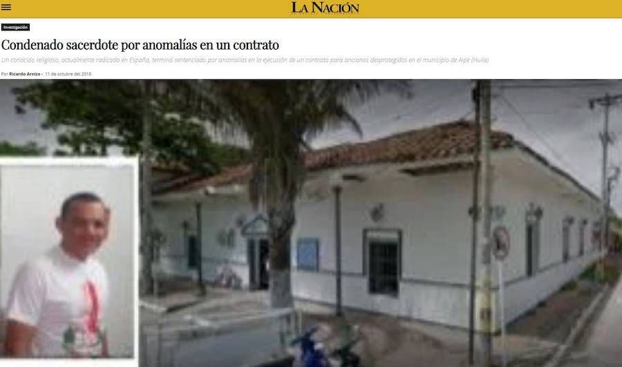 Captura de la web de 'La Nación', medio colombiano que publica el caso.