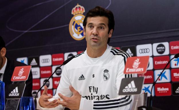 Santiago Solari, durante la rueda de prensa. 