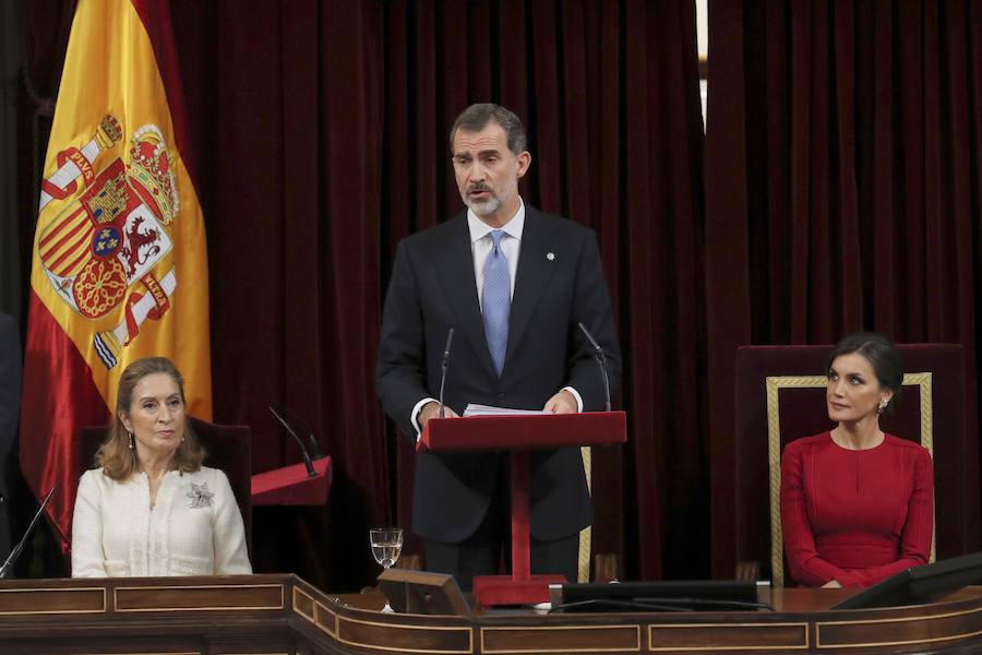 El Rey Felipe VI durante su intervención en el acto.