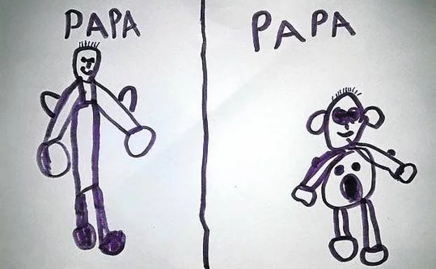 El dibujo de su hijo muestra cómo veía y cómo ve a su padre. 