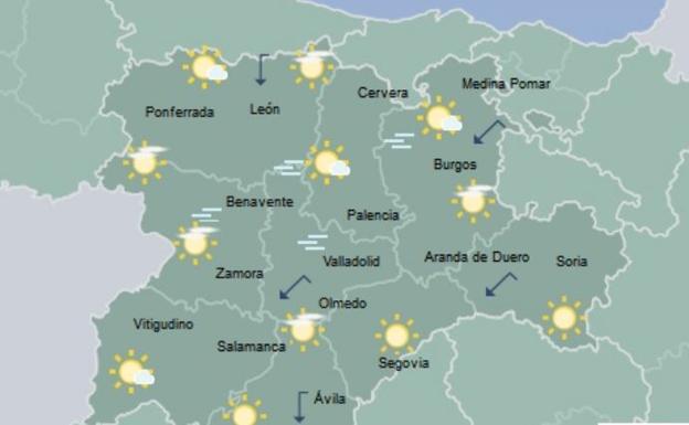 Mapa de la AEMET para las primeras horas del lunes.