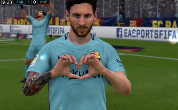 El avatar de Messi en el hiperrealista videojuego Fifa 2018.