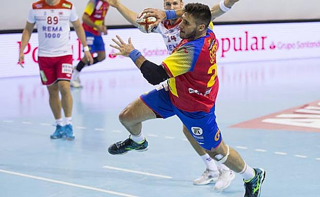 Abel Serdio, en un partido internacional con España frente a Noruega, en Huerta del Rey. 