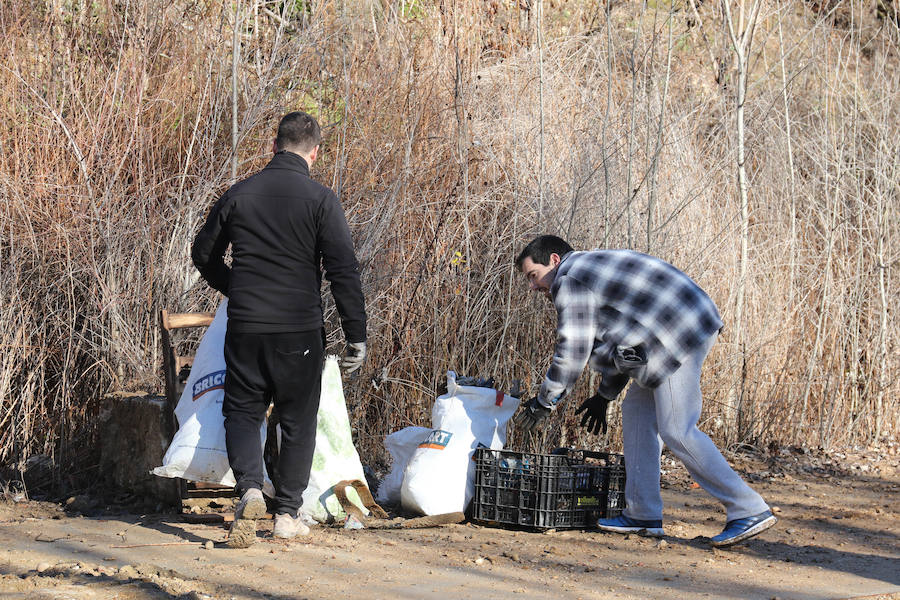 Fotos: Un grupo de jóvenes y niños hacen limpieza en las orillas del Pisuerga, en Valladolid