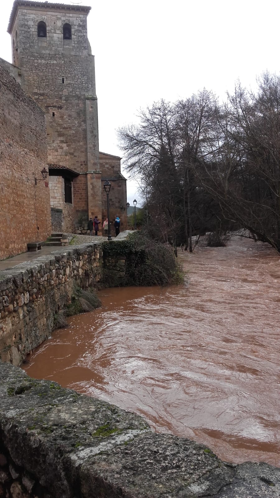 El río Arlanza anega zonas de la ribera a su paso por Covarrubias. 