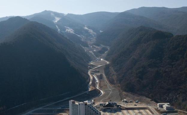 Vista aérea del centro alpino de Jeongseon.