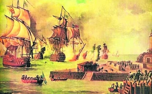 Pintura de la batalla naval de 1741. 