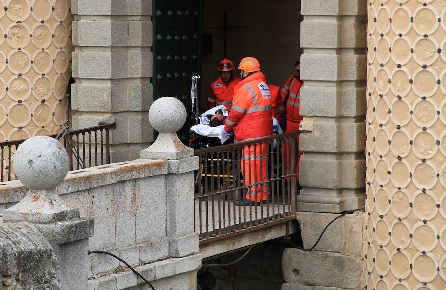 Fotos: Simulacro de incendio en el Alcázar de Segovia