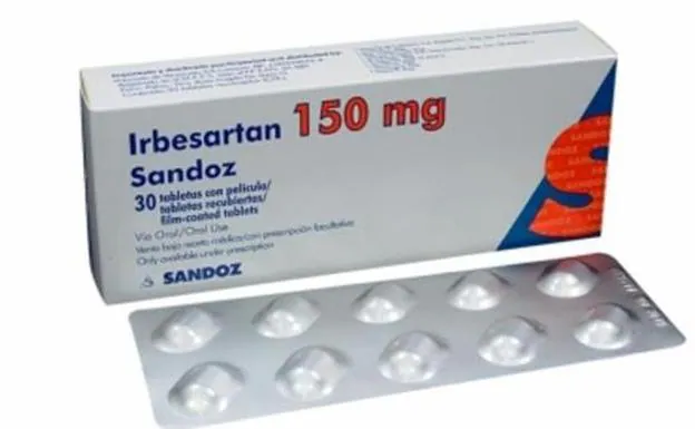 Caja de irbesartán 150 mg.